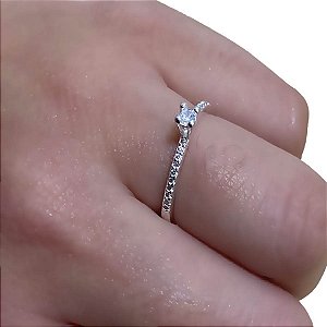 Solitário Prata 925 Com Zircônias