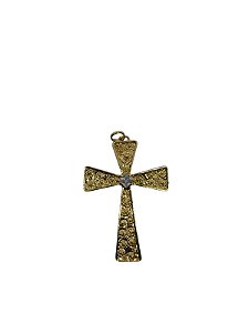 Pingente Banhado A ouro Cruz grande com detalhes e zircônia