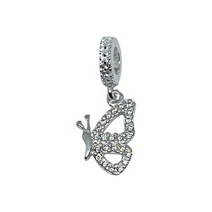 Berloque prata 925 borboleta cravejada com zircônias