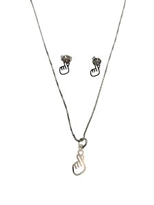 Conjunto Dorama Kpop em prata 925 com corrente 45cm