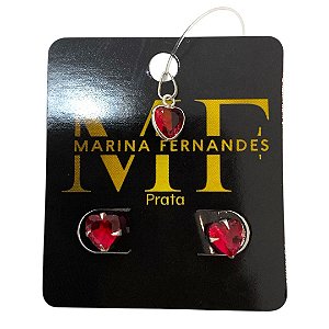 Conjunto prata 925 coração zircônia - Sem corrente