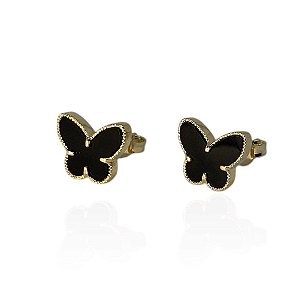 Brinco borboleta resinada, banhada em ouro 18k