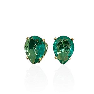 Brinco Zircônia Gota, banhado a ouro 18k