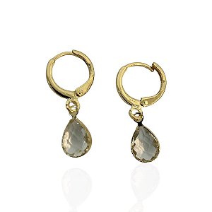 Argola click com gota ponto de luz zircônia