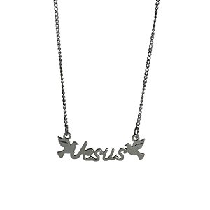 Gargantilha Jesus, feita em aço cirúrgico