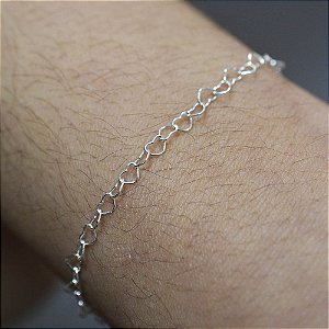 Pulseira elo coração prata 925