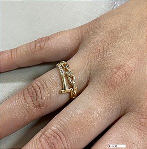 Anel banhado em ouro 18k com zircônias