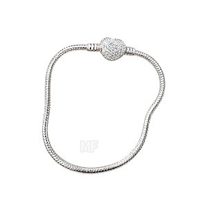 Pulseira life fecho coração cravejado prata 925