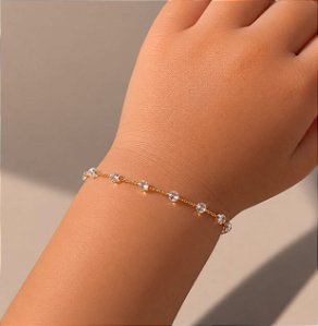 Pulseira banhada a ouro, com cristais