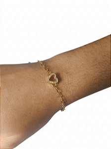 Pulseira banhada a ouro cravejado com zircônias