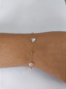 Pulseira banhada a ouro com pérolas