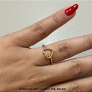Anel banhado a ouro Coração