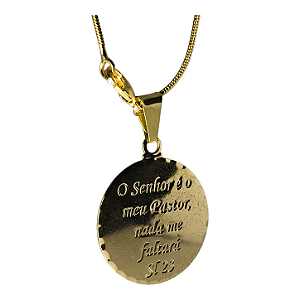 Gargantilha Plaquinha Banhada a ouro "Salmos 23"