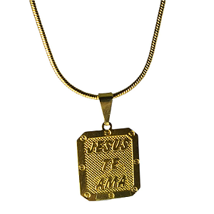 Gargantilha Plaquinha Banhada a ouro "Jesus te ama''