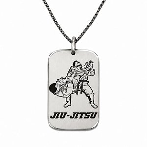 Corrente masculina com placa Jui-Jitsu em aço cirúrgico