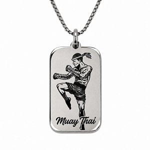 Corrente masculina com placa Muay Thai