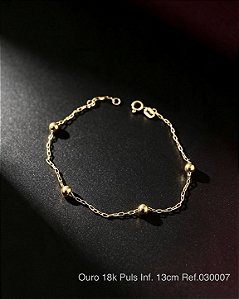 Pulseira Infantil em Ouro 18K com Esferas – 13cm