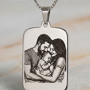 Corrente com Pingente Personalizado com Foto e Gravação a Laser