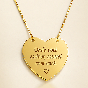 Gargantilha Coração Personalizada Banhada a Ouro 18K