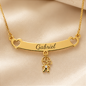 Gargantilha Filhos Personalizada Banhada a Ouro 18K