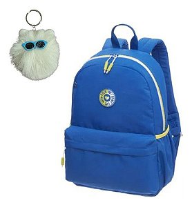 Mochila Escolar Passeio Azul Com Chaveiro Pacif