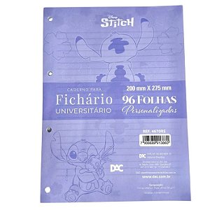 Refil fichario universitario Stitch com 96 folhas
