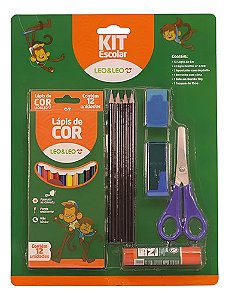 Kit Material Escolar Infantil 24 Itens Lápis De Cor Leo&leo