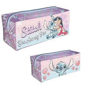 Estojo Stitch escolar necessaire grande PVC DAC