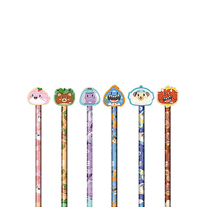Lápis Grafite com Borracha Topper Animalucos – HB  – Tris