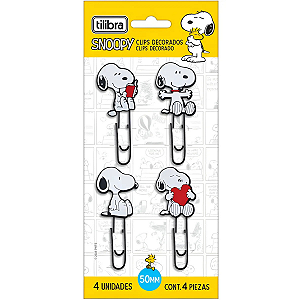 Clips Decorado Snoopy 50mm 4 Unidades Tilibra Preto