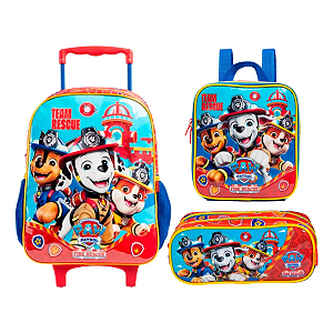 Kit Mochila Xeryus Patrulha Canina Meninos 3 Peças C/ Rodas