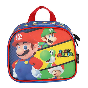 Lancheira Escolar Mario Bros Preto La42553mo Luxcel Azul
