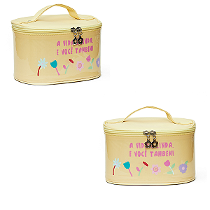 Necessaire Florie "A vida é linda e você também) Kit com 02