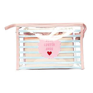 Kit Necessaire c/ 3 Peças FLORIE "Aqui contem amor"