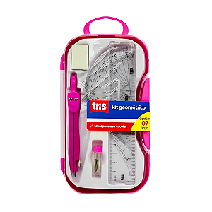 Kit Geométrico Escolar Tris 7 Pecas Régua Esquadro Compasso