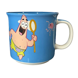 Caneca Bob Esponja E Patrick Estrela Tom 350ml Cor Azul