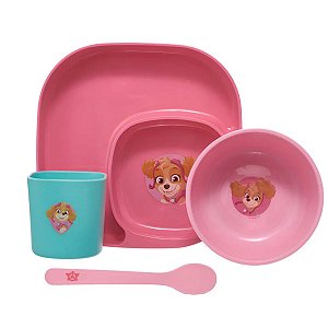 Kit Refeição Infantil Patrulha Canina – 4 Peças Rosa