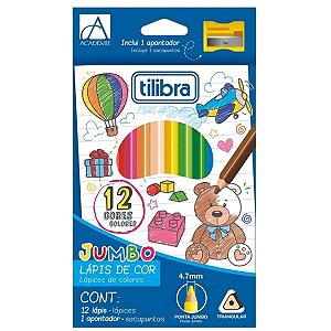 Lápis de Cor Jumbo Triangular 12 Cores com Apontador – Tilibra