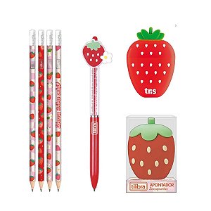 Kit Escolar Fofo Morango Tilibra – Completo para Escrita