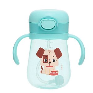 Copo Infantil c/ Canudo Antivazamento Kouii Cachorro