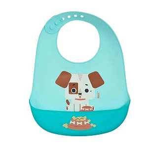 Babador Infantil de Silicone com Pega Migalhas Kouii – Cachorro