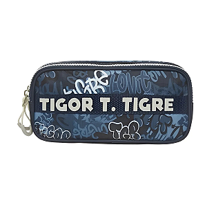 Estojo Escolar Duplo Pacific Tigor T Tigre Street Azul Brilha no Escuro