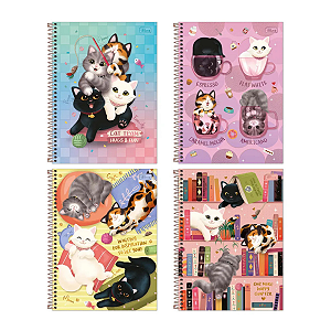 Caderno Tilibra Universitário 1m Purrfect Cats 80Folhas