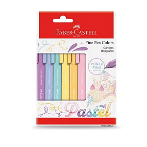 Caneta Ponta Fina, Faber Castell, Fine Pen Colors -  6 Cores Pastel
