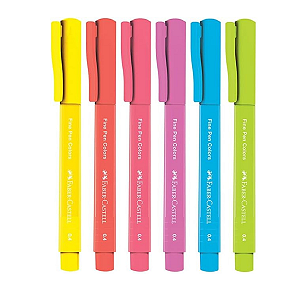 Caneta Ponta Fina, Faber Castell, Fine Pen Colors -  6 Cores Tropical