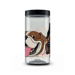Pote De Plástico Redondo  Mix Dog C Tampa  2000ml Cor Preto