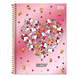 Caderno Espiral Univ 01 Mat Snoopy Core 80  Tilibra Rose