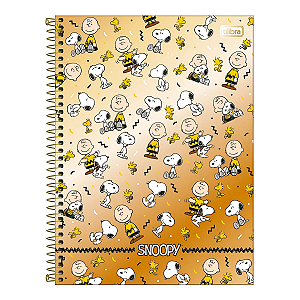 Caderno Espiral Univ 1 Mat Snoopy Core 80 fls Tilibra Dourado