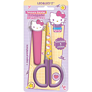Tesoura Escolar 13cm Hello Kitty C/ Capa Protetora - Leo&leo