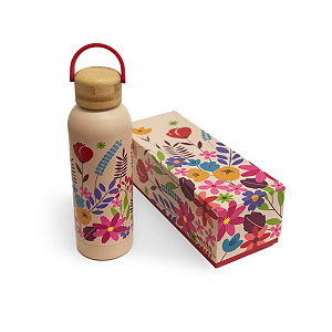 Garrafa Termica 500 Ml Floral aço inox